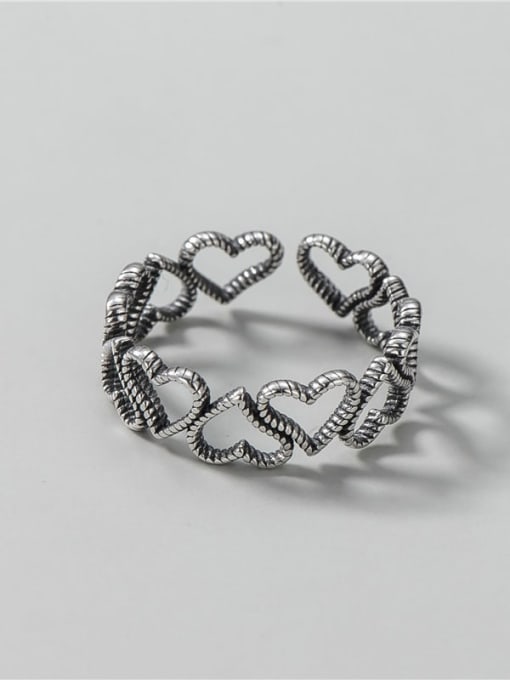 ARTTI 925 Sterling Silver Heart Vintage Band Ring 0