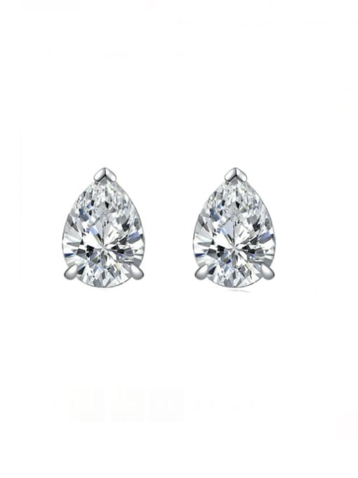 A&T Jewelry 925 Sterling Silver High Carbon Diamond Water Drop Luxury Stud Earring 0