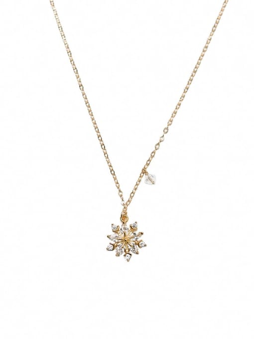 ZEMI 925 Sterling Silver Crystal Gold Flower Dainty Necklace 0