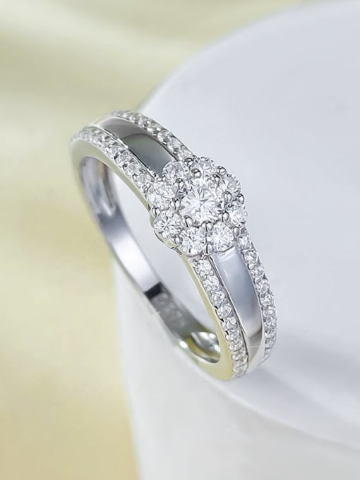 R927 Platinum 925 Sterling Silver Cubic Zirconia Geometric Dainty Stackable Ring