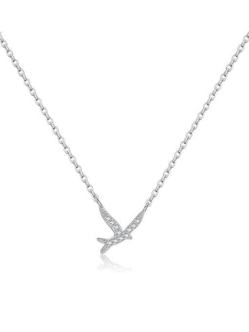 MMN557 1 925 Sterling Silver Cubic Zirconia Irregular Minimalist Necklace