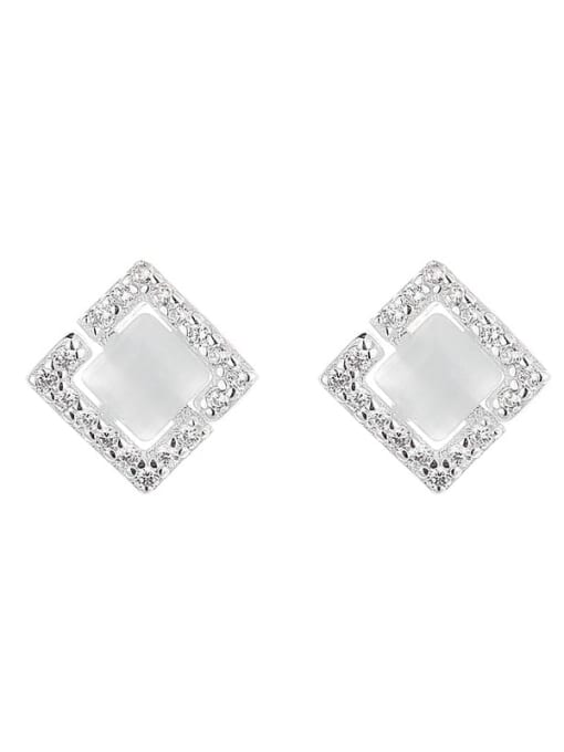 258HR approximately 1.2g pairs 925 Sterling Silver Crystal Geometric Dainty Stud Earring