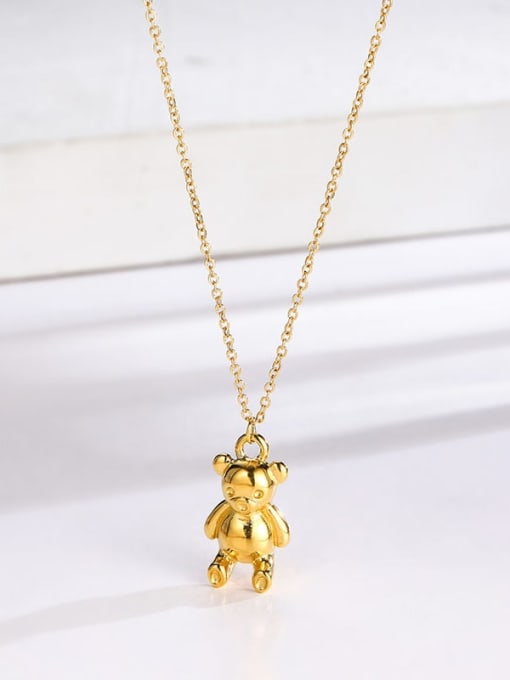 Lovely Bear Gold Necklace Titanium Steel Cute  Bear  Pendant Necklace