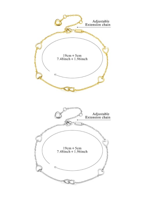 LOLUS 925 Sterling Silver Heart Minimalist Link Bracelet 2