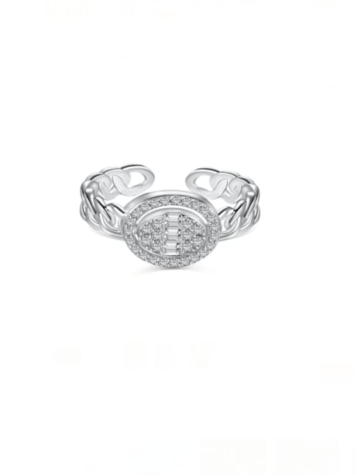 DY120830 S W WH 925 Sterling Silver Cubic Zirconia Geometric Dainty Band Ring