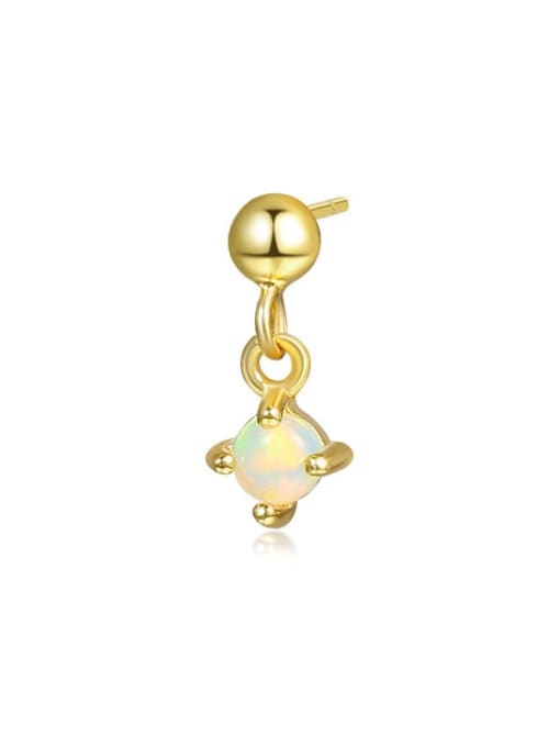 E3491 Single Gold 925 Sterling Silver Opal Geometric Dainty Drop Earring(Single -Only One)