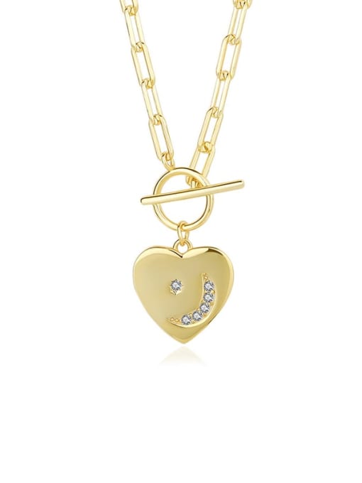 YUANFAN 925 Sterling Silver Cubic Zirconia Heart Minimalist Necklace