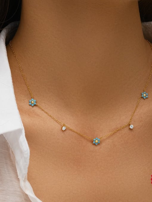 YUANFAN 925 Sterling Silver Turquoise Star Dainty Necklace 1