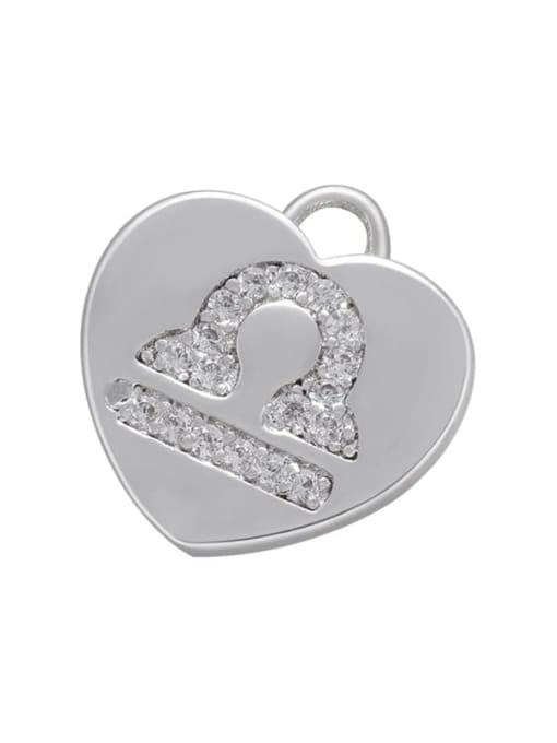 White Gold Libra Micro-set heart-shaped pie zodiac inlaid jewelry accessories