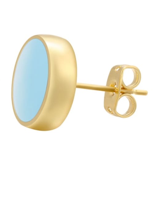 Light blue 6M Brass Enamel Round Minimalist Stud Earring