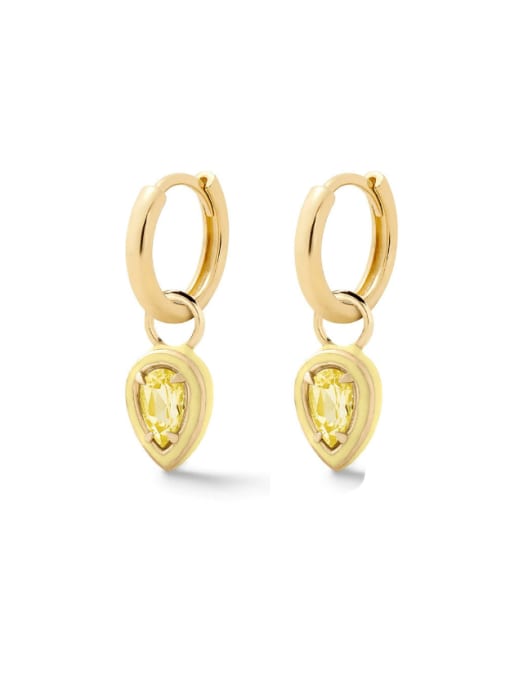 Golden+ Yellow 925 Sterling Silver Cubic Zirconia Heart Minimalist Huggie Earring