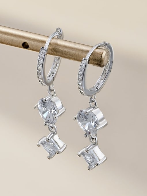 STL-Silver Jewelry 925 Sterling Silver Cubic Zirconia Geometric Dainty Drop Earring 2