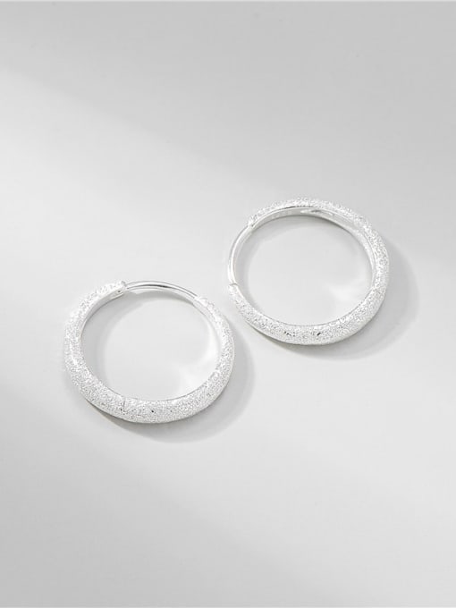 Earrings (3.6g) 925 Sterling Silver Round Minimalist Hoop Earring