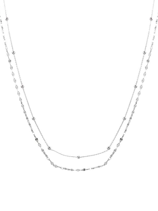 ZEMI 925 Sterling Silver Bead Irregular Minimalist Multi Strand Necklace 0