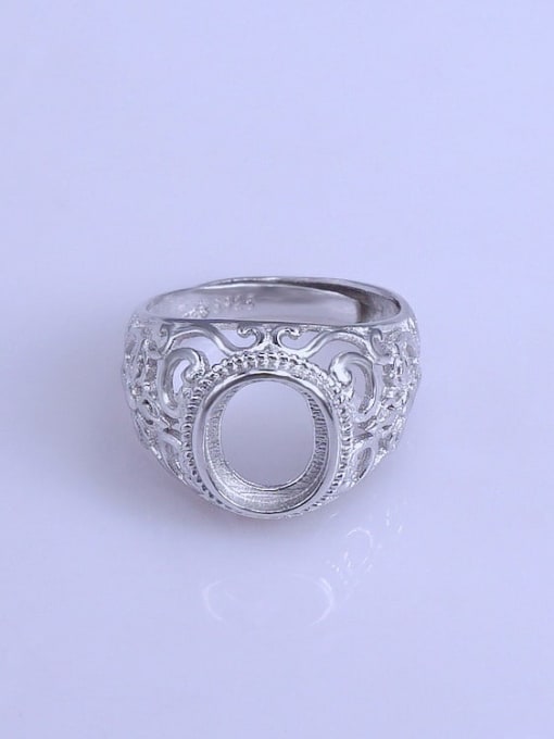 Supply 925 Sterling Silver 18K White Gold Plated Round Ring Setting Stone size: 8*10mm 0