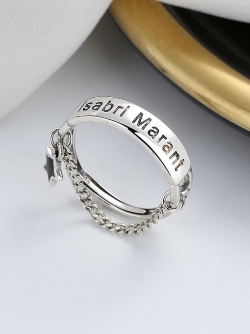 TAIS 925 Sterling Silver Letter Tassel Vintage Stackable Ring 3