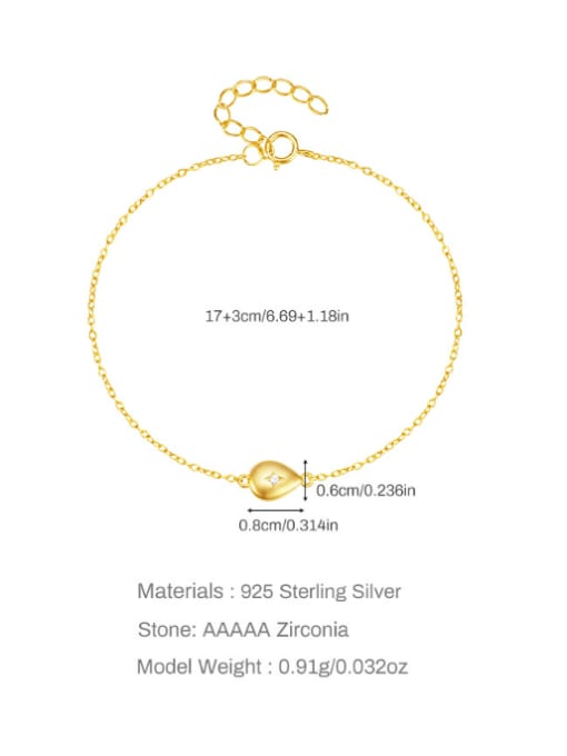 YUANFAN 925 Sterling Silver Cubic Zirconia Water Drop Minimalist Link Bracelet 4