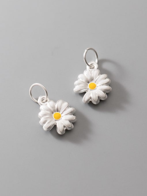 FAN S999 Pure Silver Color Epoxy Chrysanthemum Small Daisy Pendant 2