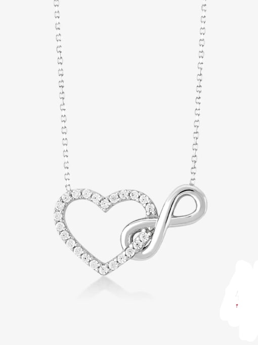 YUANFAN 925 Sterling Silver Cubic Zirconia Heart Minimalist Necklace 2