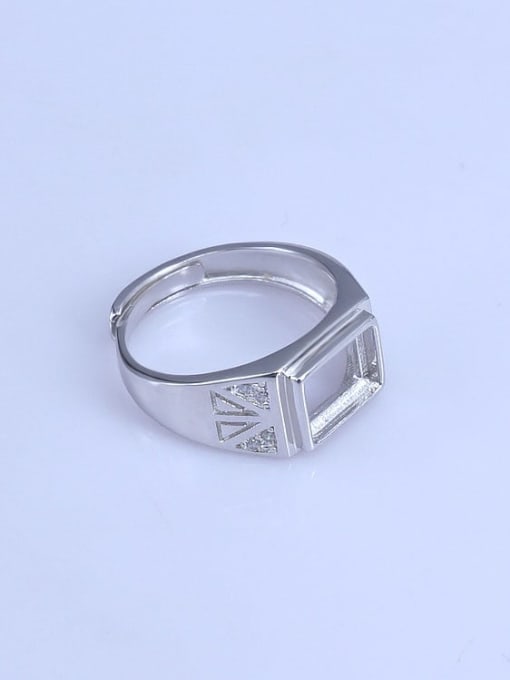 Supply 925 Sterling Silver 18K White Gold Plated Geometric Ring Setting Stone size: 7.5*9.5mm 1