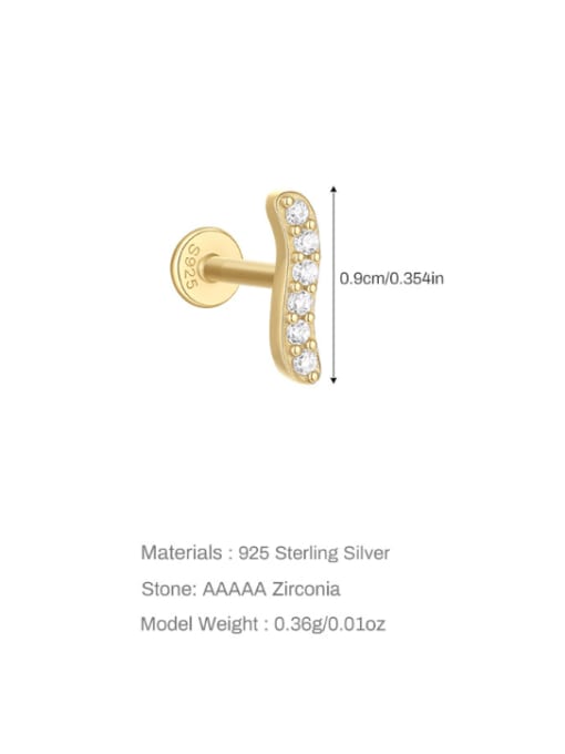 Single Gold 9 925 Sterling Silver Cubic Zirconia Geometric Minimalist Single Earring