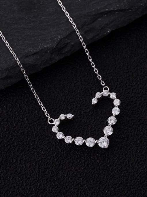 A&T Jewelry 925 Sterling Silver Cubic Zirconia Heart Dainty Necklace 2