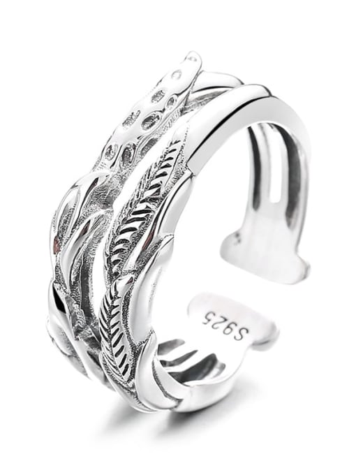 962FJ4.5g 925 Sterling Silver Flower Vintage Band Ring
