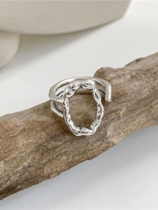 Oval hollow ring 925 Sterling Silver Hollow Geometric Vintage Band Ring