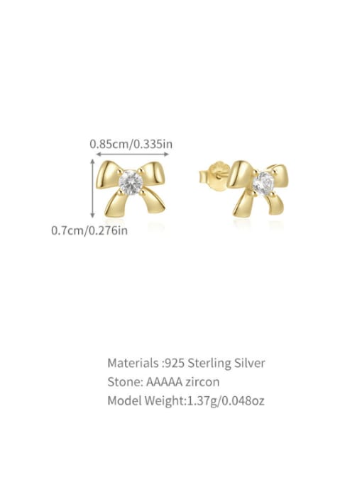 YUANFAN 925 Sterling Silver Bowknot Minimalist Stud Earring 2