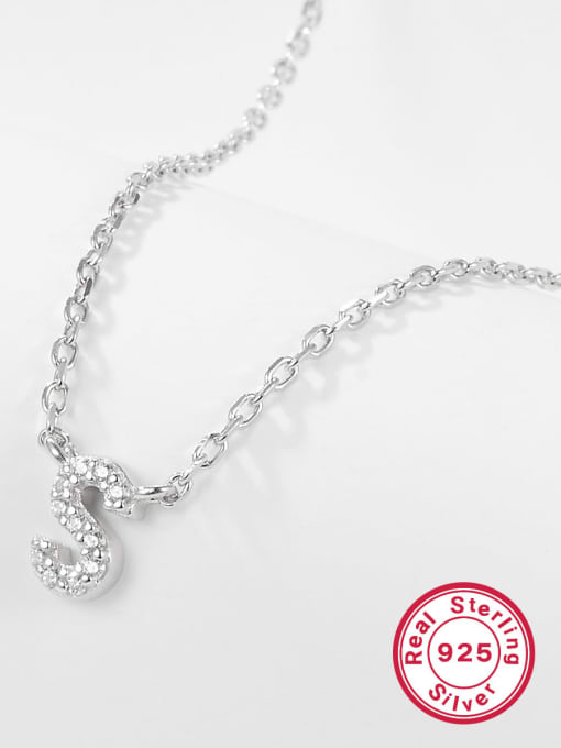 S Letter 925 Sterling Silver Letter Initials Necklace