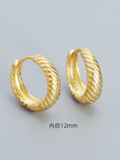 12mm (yellow gold) 925 Sterling Silver Geometric Minimalist Huggie Earring