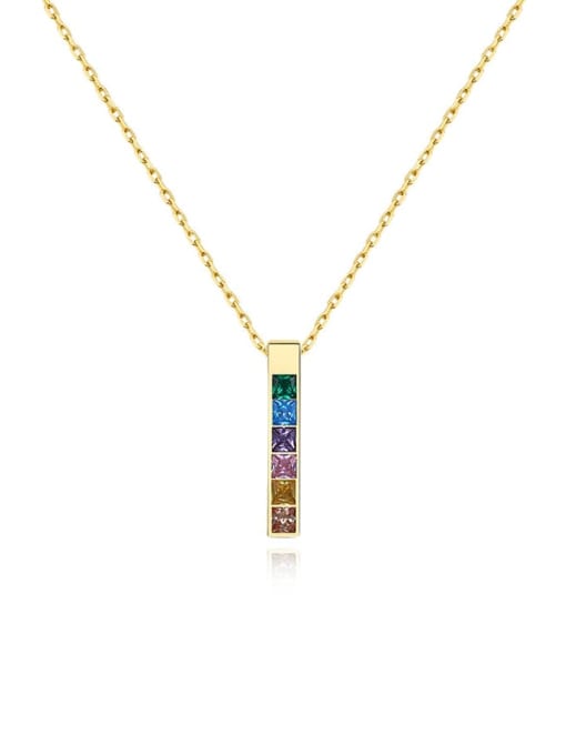 A2631 Gold 925 Sterling Silver Cubic Zirconia Geometric Minimalist Necklace