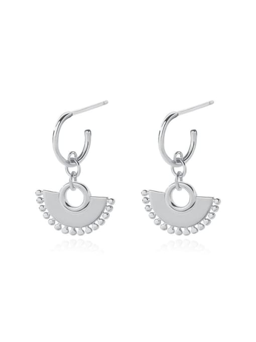 E2926 Platinum 925 Sterling Silver Geometric Vintage Hook Earring