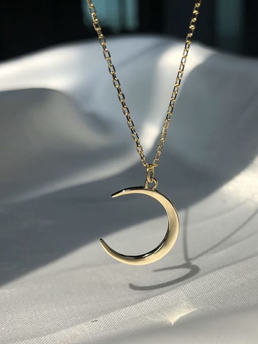 ZEMI 925 Sterling Silver Moon Minimalist Necklace