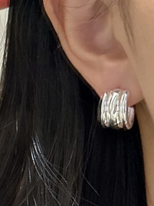 ARTTI 925 Sterling Silver  Minimalist Smooth Three-Layer Earrings Stud Earring 1