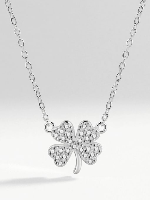 PNJ-Silver 925 Sterling Silver Cubic Zirconia Clover Minimalist Necklace 2