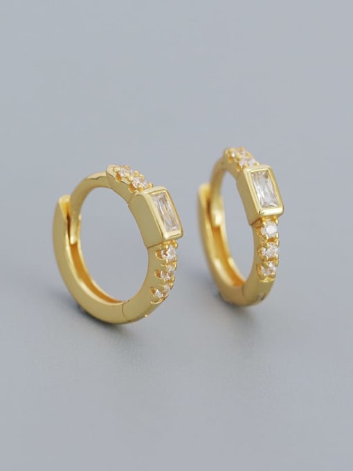 Gold (rectangular stone) 925 Sterling Silver Cubic Zirconia Geometric Dainty Stud Earring