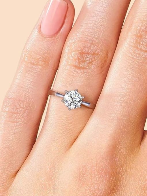 LOLUS 925 Sterling Silver Moissanite Geometric Dainty Band Ring 1