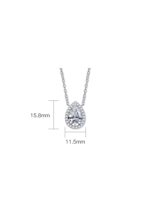 A&T Jewelry 925 Sterling Silver High Carbon Diamond Water Drop Dainty Necklace 2