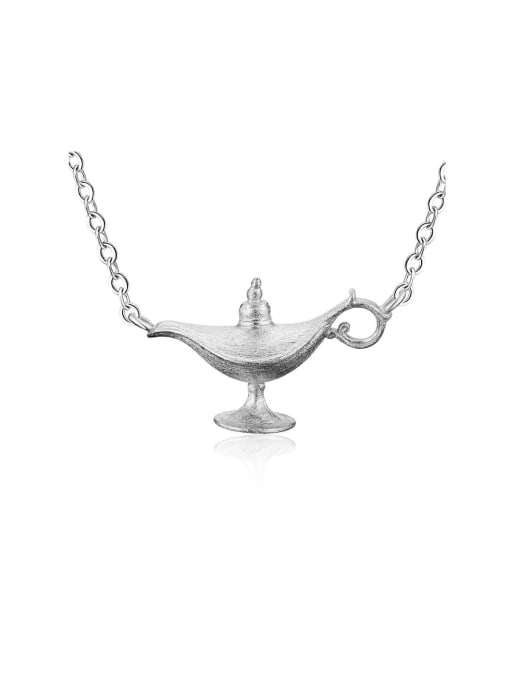 Silver lfjf0073b 925 Sterling Silver Aladdin magic lamp literary ancient style handmade Artisan Necklace