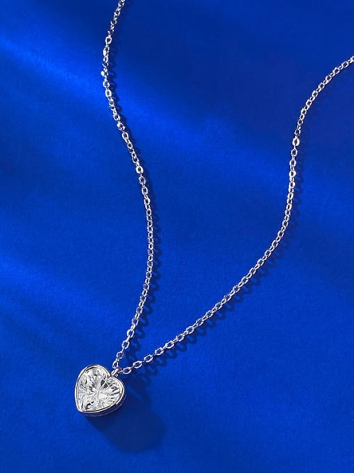 M&J 925 Sterling Silver Cubic Zirconia Heart Dainty Necklace 2