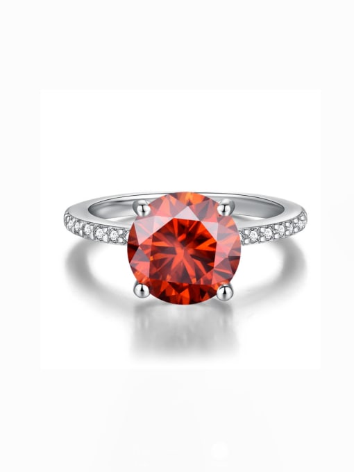 5 Carats (Pomegranate Red Mosonite) 925 Sterling Silver Moissanite Geometric Minimalist Band Ring