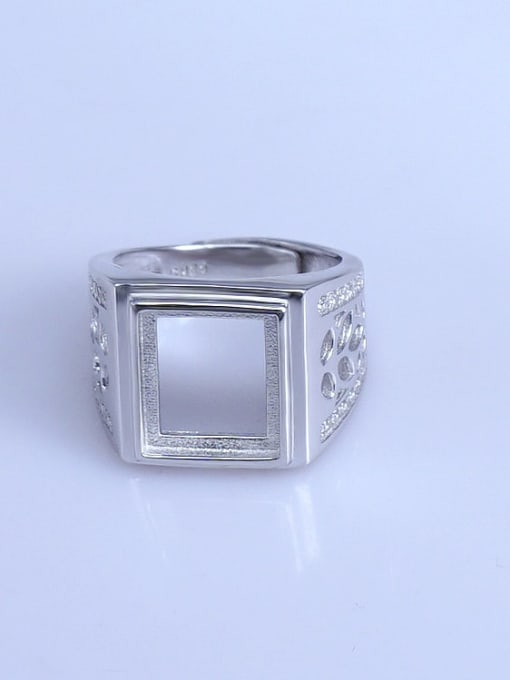 Supply 925 Sterling Silver 18K White Gold Plated Geometric Ring Setting Stone size: 11*13mm 0