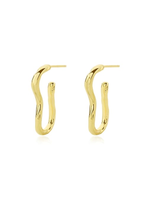 E2924 Gold 925 Sterling Silver Geometric Minimalist Huggie Earring