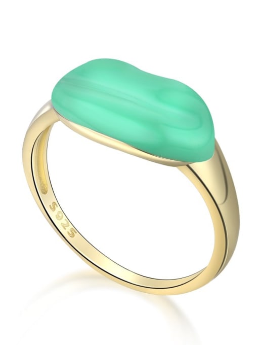 Golden green AY120214 925 Sterling Silver Enamel Mouth Minimalist Band Ring