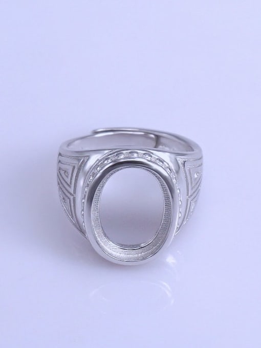 Supply 925 Sterling Silver 18K White Gold Plated Geometric Ring Setting Stone size: 11*15mm