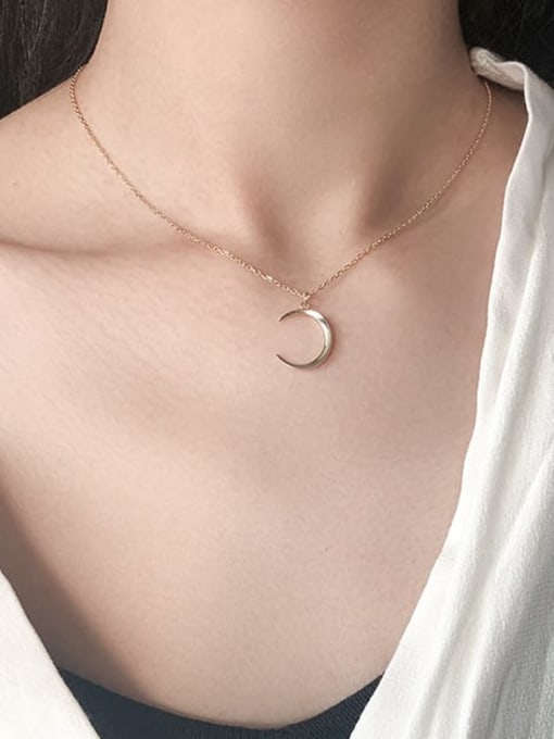 ZEMI 925 Sterling Silver Moon Minimalist Necklace 1