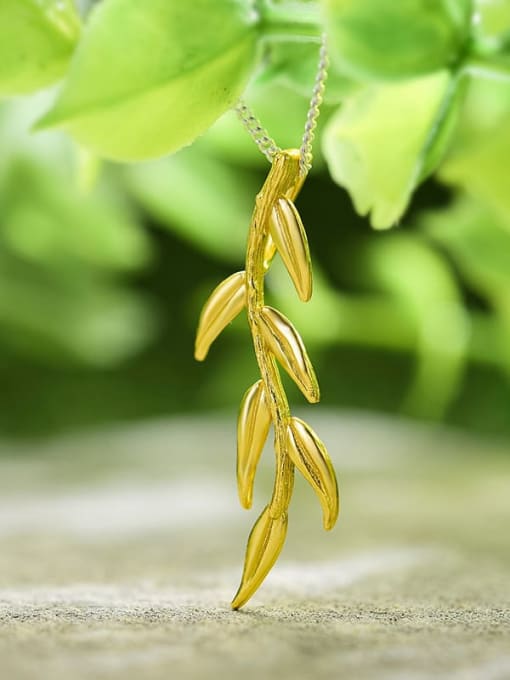 Gold (excluding chain) 925 Sterling Silver literary handmade leaves are fresh and natural  Artisan Pendant