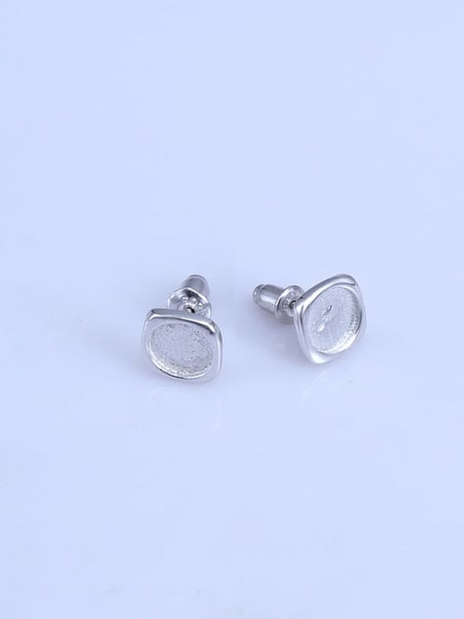 Supply 925 Sterling Silver 18K White Gold Plated Round Earring Setting Stone size: 7*7mm 1