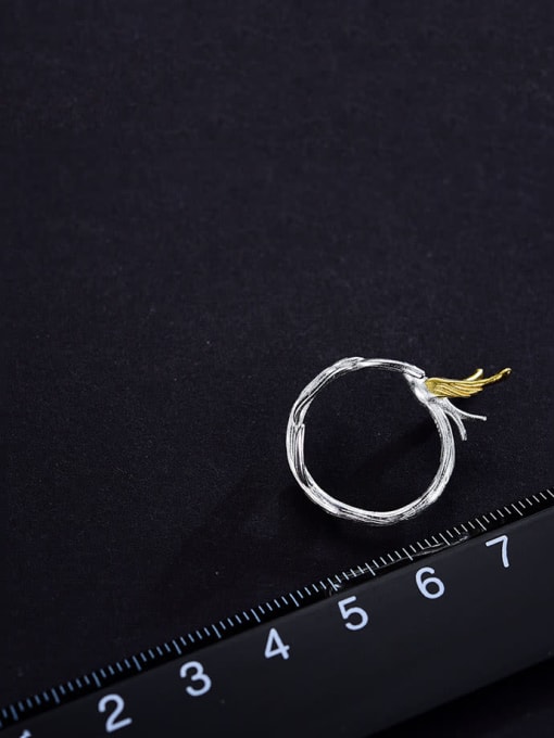 LOLUS 925 Sterling Silver Asymmetrical ancient style and fragrant swallow willow Ethnic Band Ring 2